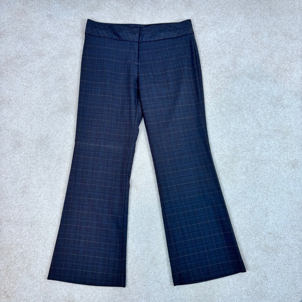 Vtg Mandee Womens Plaid Dress Pants Gray Grid Mid Rise Flare Leg Trousers Sz‎ 11